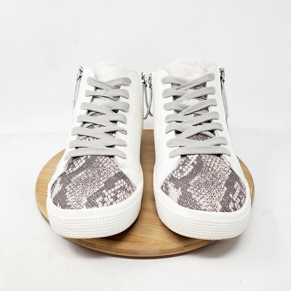 Dolce Vita Zonya Shoe Womens 8 Sneaker White Leather Wedge Double Zip High Top - Picture 3 of 13